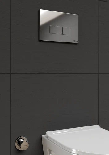 Unterputz-Spülkasten mit stabilem Montagerahmen und verchromter Zweimengen-Betätigungsplatte für Wand-WC