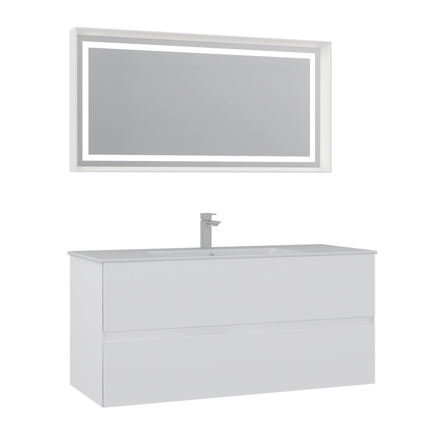 ORKA Nest Badmöbel Set 90/120cm Weiß–Waschtisch Softclose Schubladen LED Spiegel - SuVit