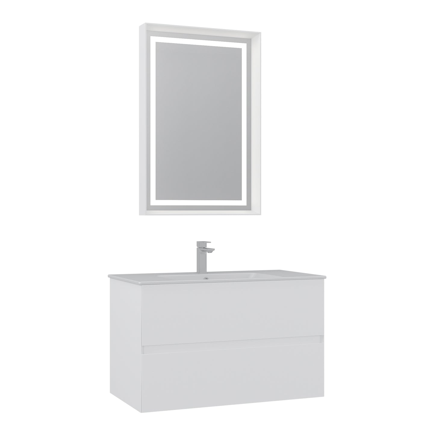 ORKA Nest Badmöbel Set 90/120cm Weiß–Waschtisch Softclose Schubladen LED Spiegel