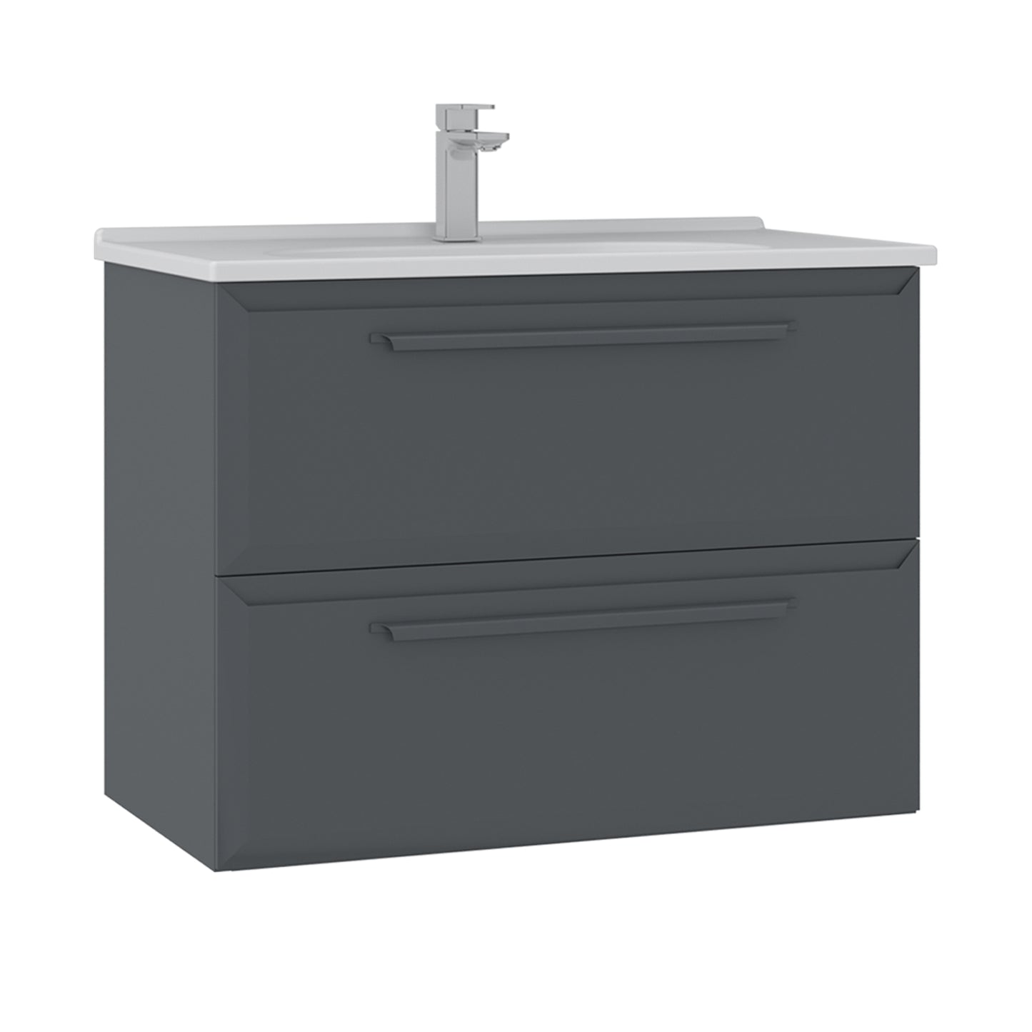 Orka Nuvola 80cm Badmöbel Set Keramik Waschbecken & Spiegelschrank Weiß/Anthrazit