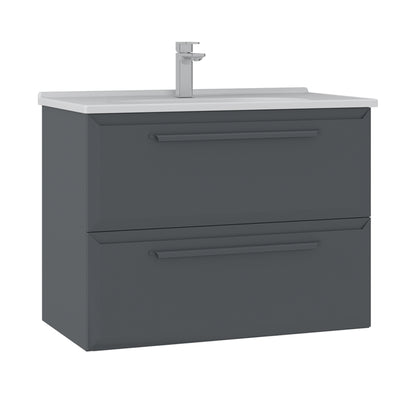 Orka Nuvola 80cm Badmöbel Set Keramik Waschbecken & Spiegelschrank Weiß/Anthrazit