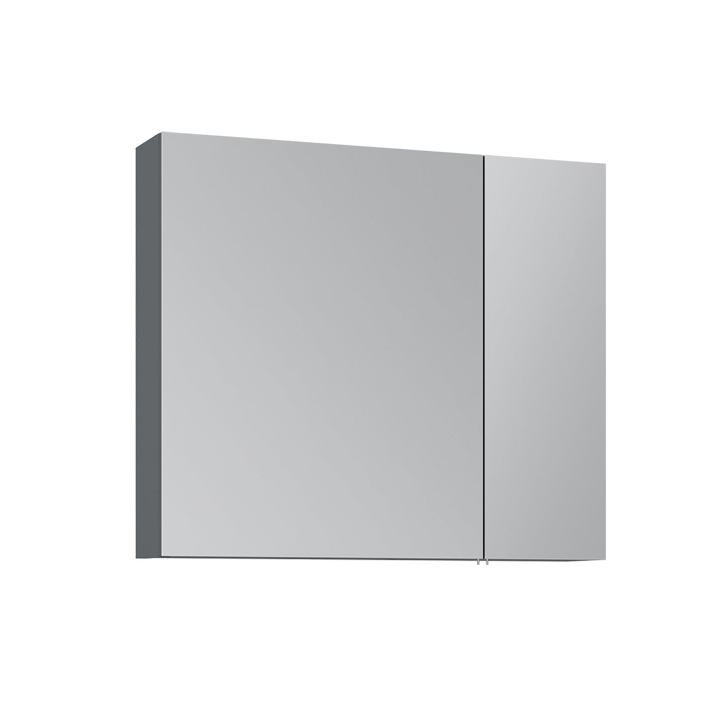 Moderner Spiegelschrank in Anthrazit mit zwei Türen – minimalistischer Badezimmerspiegel mit Stauraum zur Wandmontage.