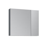 Moderner Spiegelschrank in Anthrazit mit zwei Türen – minimalistischer Badezimmerspiegel mit Stauraum zur Wandmontage.