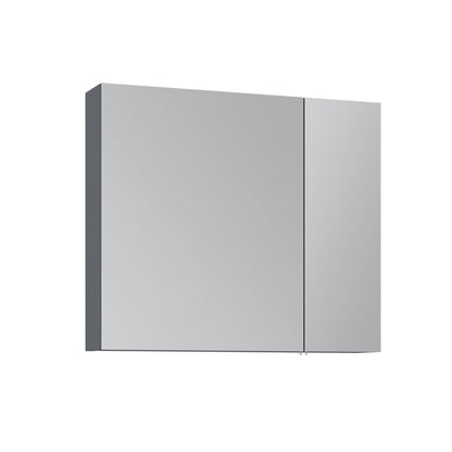 Moderner Spiegelschrank in Anthrazit mit zwei Türen – minimalistischer Badezimmerspiegel mit Stauraum zur Wandmontage.