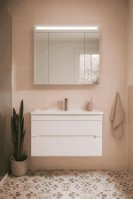 Orka Varna Badmöbel 80/100cm Keramikbecken mit Schubladen + LED Spiegelschrank - SuVit