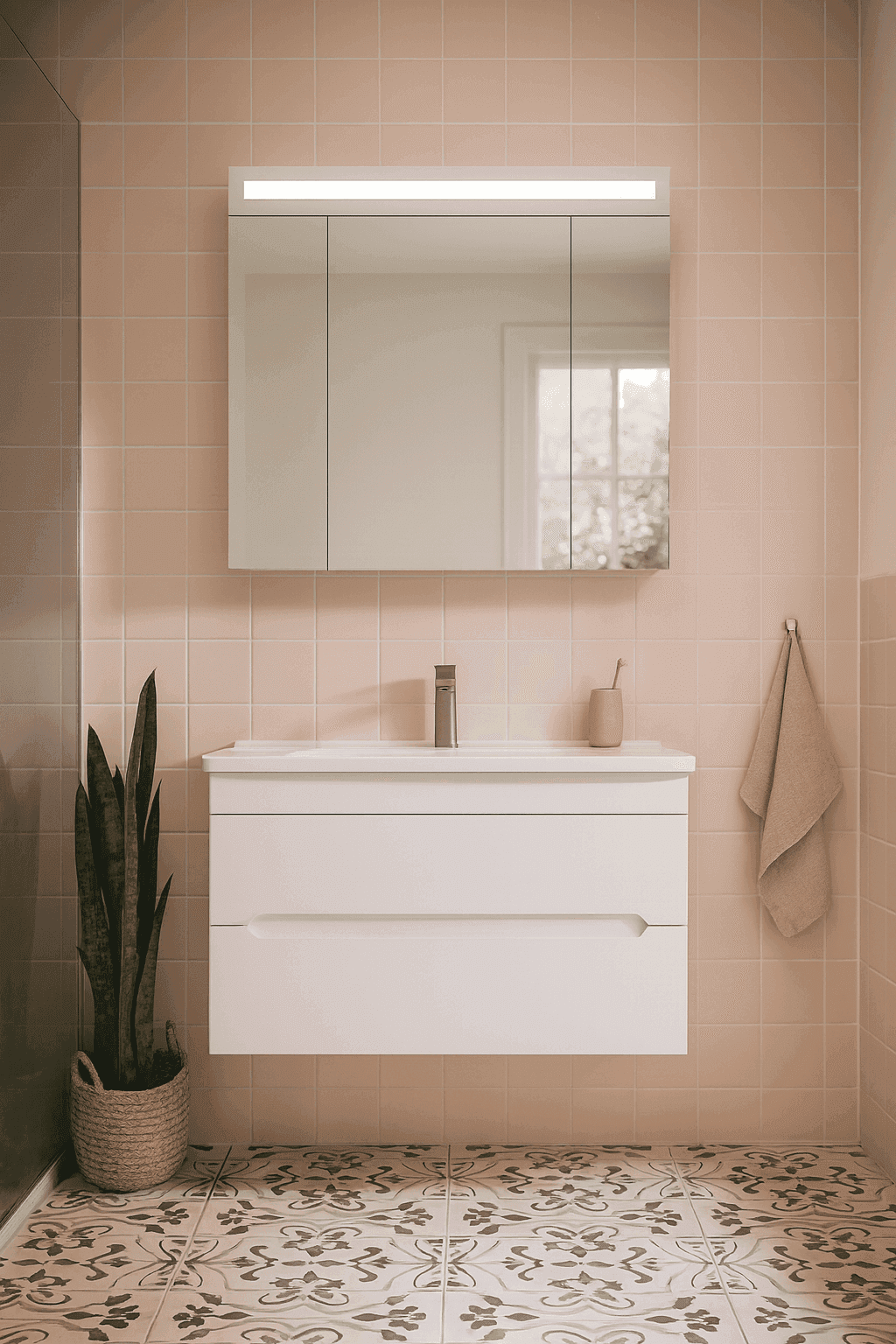 Orka Varna Badmöbel 80/100cm Keramikbecken mit Schubladen + LED Spiegelschrank - SuVit