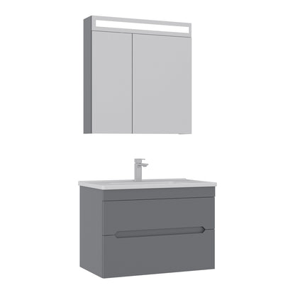 Orka Varna Badmöbel 80/100cm Keramikbecken mit Schubladen + LED Spiegelschrank
