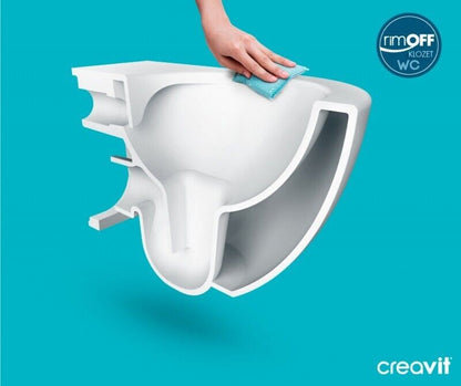 Creavit FREE Dusch-WC Taharet-WC Bidet Häng WC spülrandlos mit Armatur für Kaltwasser und Edelstahldüse inkl. Soft-Close WC-Deckel