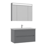 Orka Varna Badmöbel 80/100cm Keramikbecken mit Schubladen + LED Spiegelschrank - SuVit