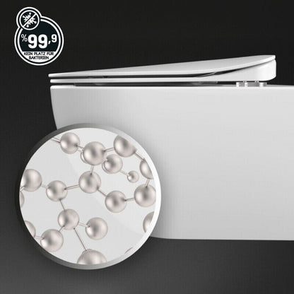 Creavit FREE Dusch-WC Taharet-WC Bidet Häng WC spülrandlos mit Armatur für Kaltwasser und Edelstahldüse inkl. Soft-Close WC-Deckel