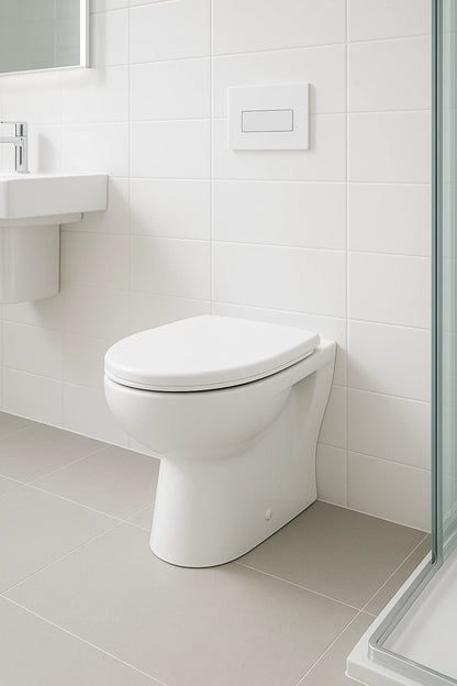 Creavit Stand-WC mit Taharet-Funktion – Weiß, Keramik, Rückausgang – Hygienisches WC mit Absenkautomatik-Sitz & integriertem Bidetanschluss ohne Armatur