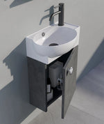 Orka Riva 45cm Badmöbel Set Waschbecken + Spiegel | Weiß / Retro Silber Gäste WC - SuVit