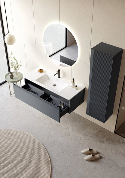 ORKA Olbia 80 cm Badmöbel-Set | Weiß & Anthrazit LED-Spiegel+Keramik-Waschbecken