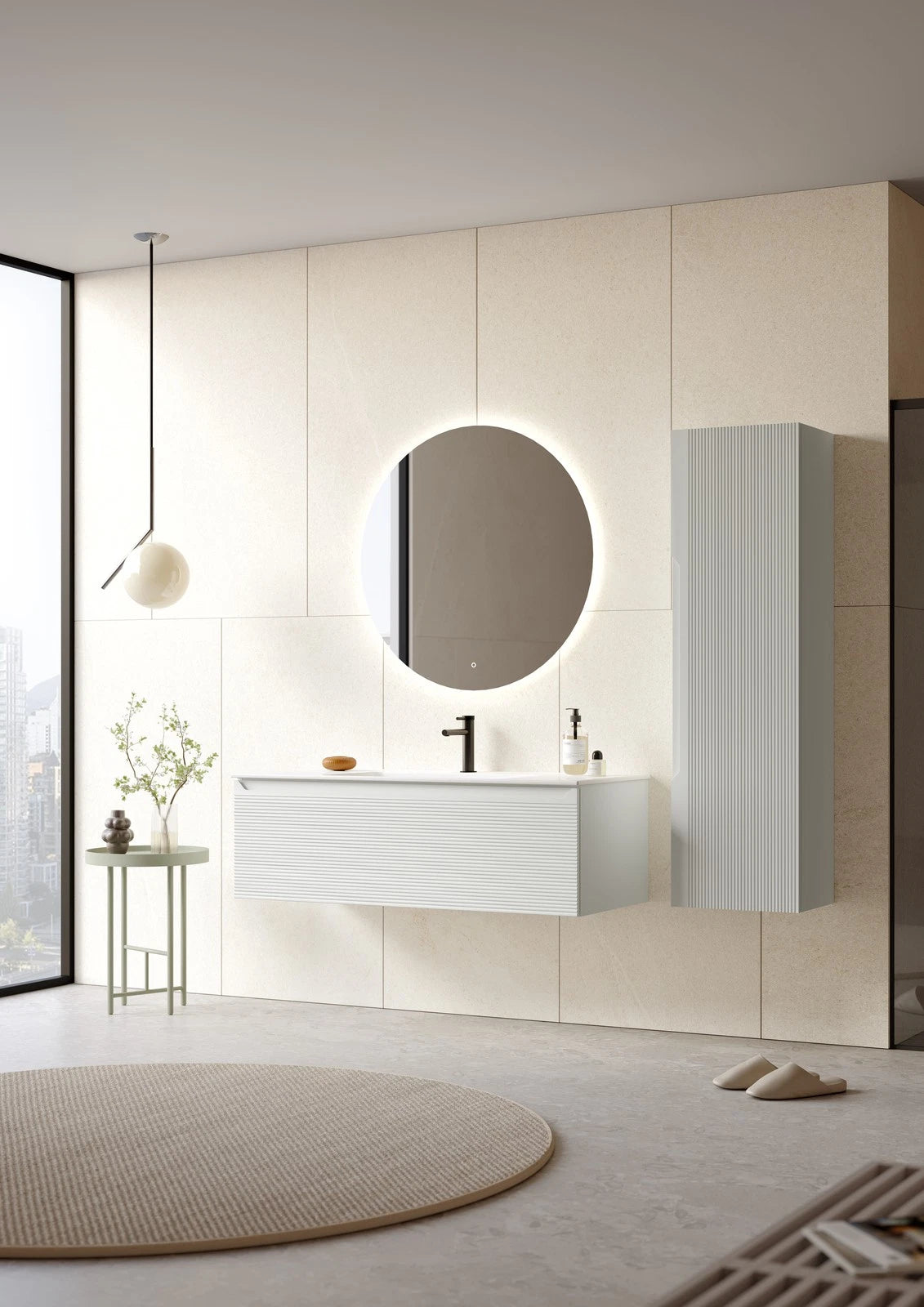 ORKA Olbia 80 cm Badmöbel-Set | Weiß & Anthrazit LED-Spiegel+Keramik-Waschbecken - SuVit