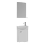 Orka Riva 45cm Badmöbel Set Waschbecken + Spiegel | Weiß / Retro Silber Gäste WC - SuVit