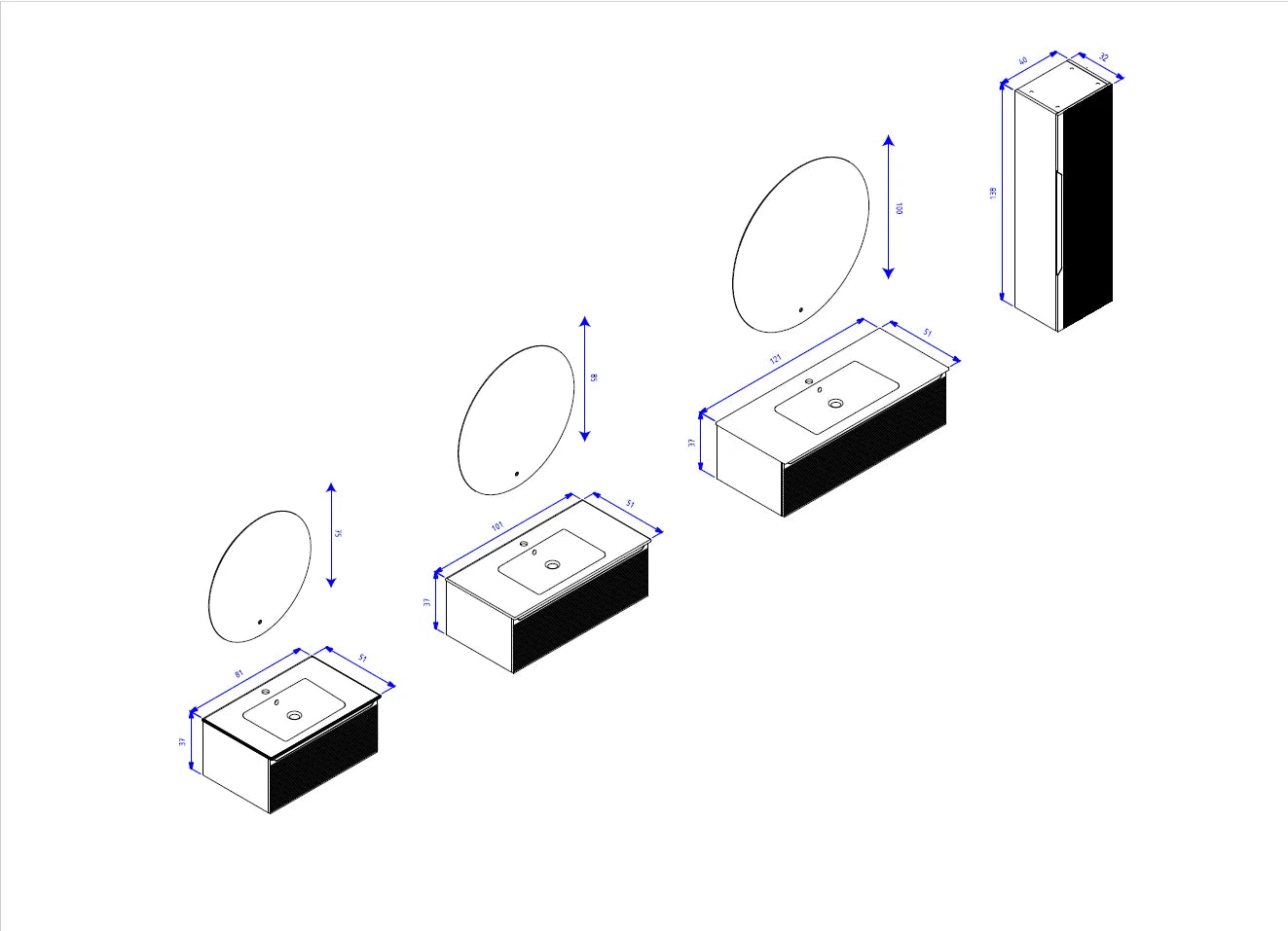 ORKA Olbia 80 cm Badmöbel-Set | Weiß & Anthrazit LED-Spiegel+Keramik-Waschbecken - SuVit