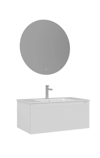 ORKA Olbia 80 cm Badmöbel-Set | Weiß & Anthrazit LED-Spiegel+Keramik-Waschbecken