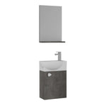 Orka Riva 45cm Badmöbel Set Waschbecken + Spiegel | Weiß / Retro Silber Gäste WC - SuVit