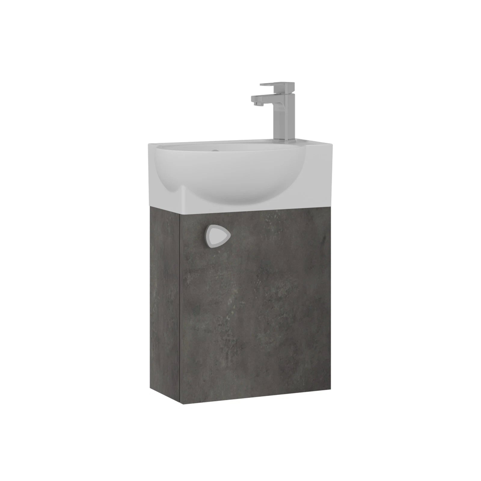 Orka Riva 45cm Badmöbel Set Waschbecken + Spiegel | Weiß / Retro Silber Gäste WC - SuVit
