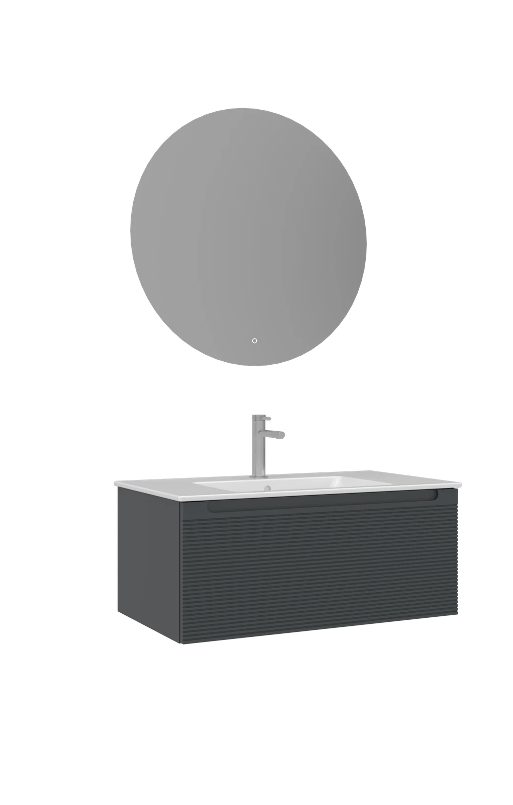 ORKA Olbia 80 cm Badmöbel-Set | Weiß & Anthrazit LED-Spiegel+Keramik-Waschbecken