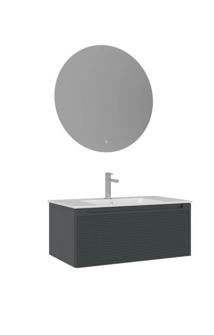 ORKA Olbia 80 cm Badmöbel-Set | Weiß & Anthrazit LED-Spiegel+Keramik-Waschbecken