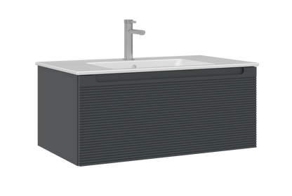 ORKA Olbia 80 cm Badmöbel-Set | Weiß & Anthrazit LED-Spiegel+Keramik-Waschbecken