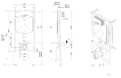 CREAVIT Spülkasten WC Vorwandelement  Unterputz für Hänge WC inkl. Drückerplatte