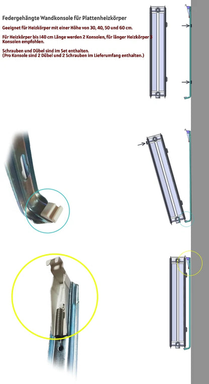 Heizkörper Wandhalterung – Stabile Wandkonsole für Plattenheizkörper (300–900 mm)