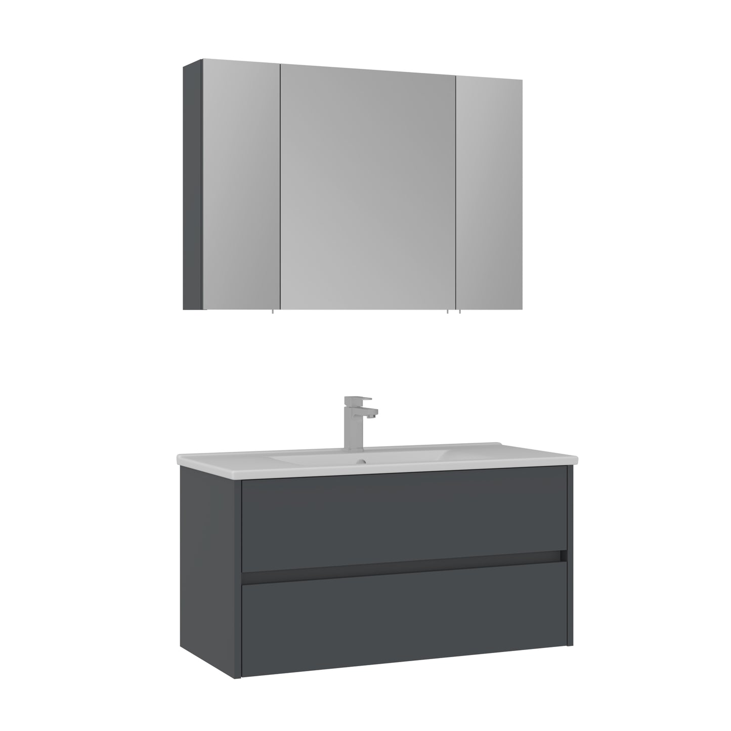 Orka Side Badmöbel Set 65 cm/85 cm Waschtisch&Keramik Waschbecken&Spiegelschrank