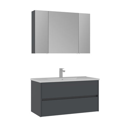 Orka Side Badmöbel Set 65 cm/85 cm Waschtisch&Keramik Waschbecken&Spiegelschrank