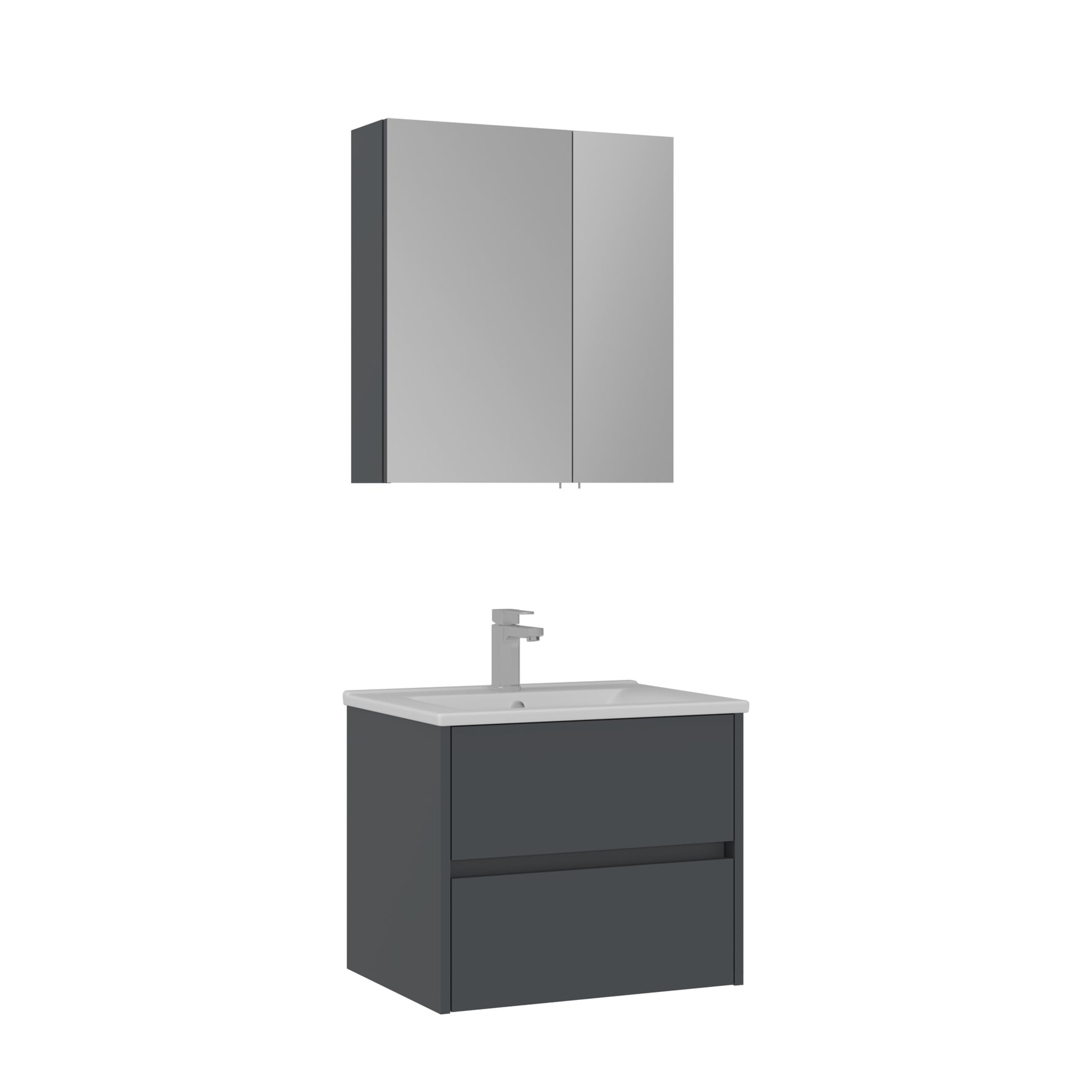 Orka SIDE 100 cm Badmöbel Anthrazit Spiegelschrank - SuVit