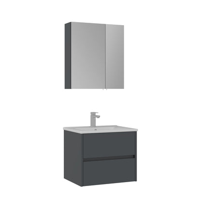 Orka Side Badmöbel Set 65 cm/85 cm Waschtisch&Keramik Waschbecken&Spiegelschrank