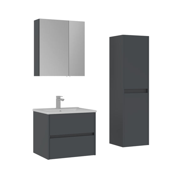 Orka Side Badmöbel Set 65 cm/85 cm Waschtisch&Keramik Waschbecken&Spiegelschrank