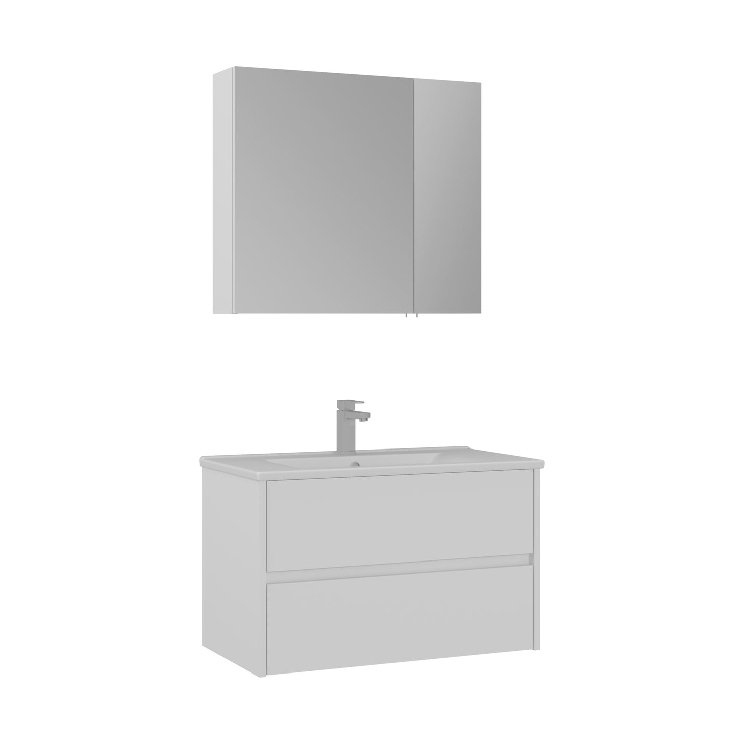 Orka Side Badmöbel Set 65 cm/85 cm Waschtisch&Keramik Waschbecken&Spiegelschrank