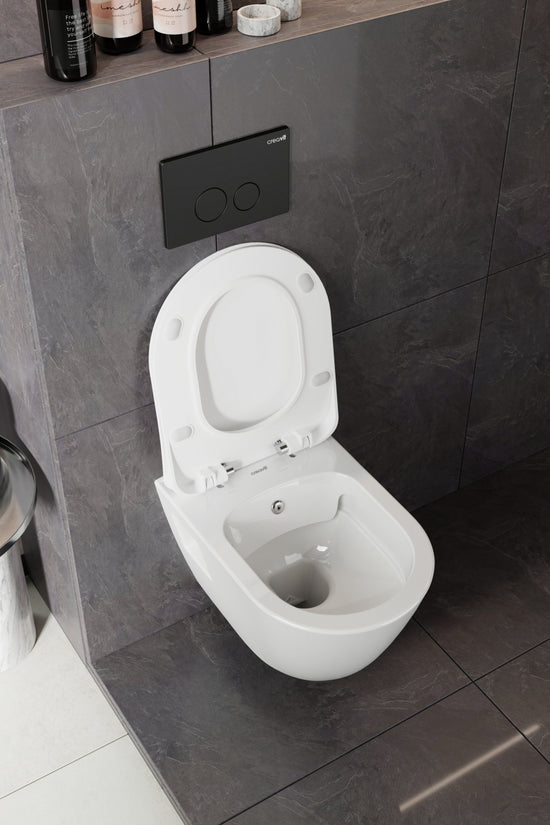 Creavit Terra Wand WC Spülrandlos Bidetfunktion mit Soft-Close Sitz Weiß Keramik