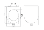 Maßskizze WC-Deckel Duroplast: 363 mm Breite, 375 mm Tiefe