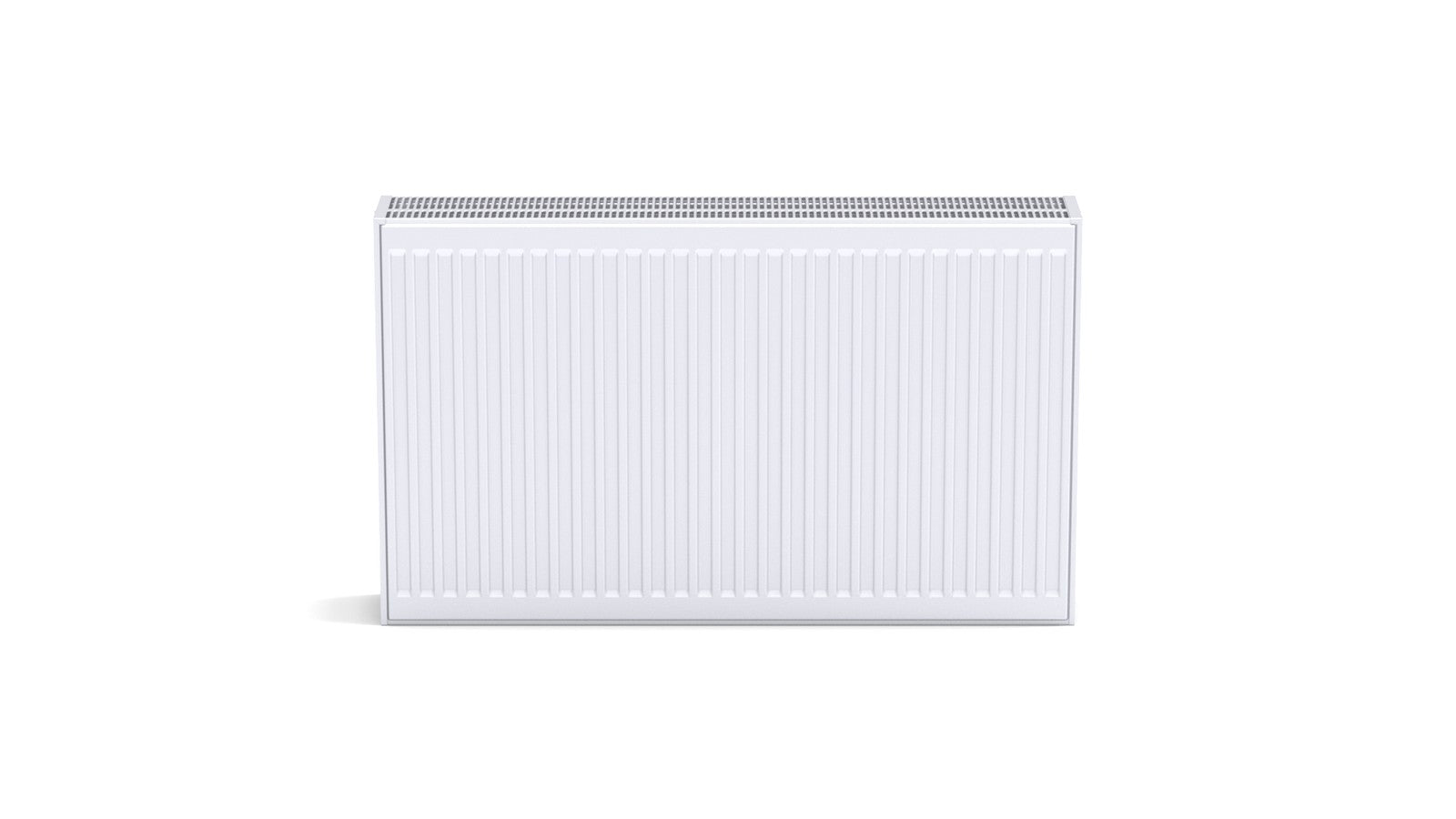 Weißer Pekpan Ventilheizkörper Typ33 mit glatter Oberseite und senkrechten Streifen