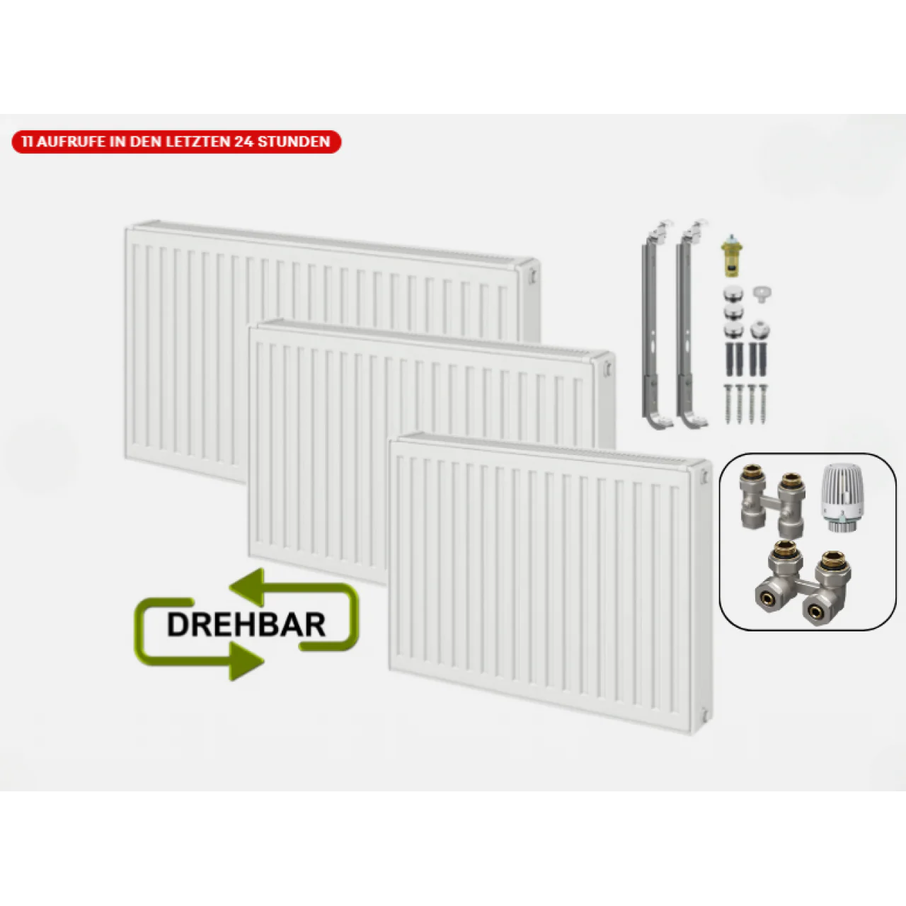 Universalheizkörper Typ22 600x1200 mm 6 Anschlüsse inkl. Zubehör
