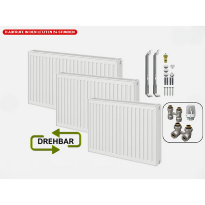 Universalheizkörper Typ22 600x1200 mm 6 Anschlüsse inkl. Zubehör