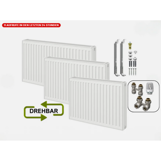 Universalheizkörper Typ22 600x1200 mm 6 Anschlüsse inkl. Zubehör