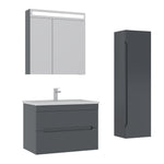 Orka Malta Badmöbel Set 80cm mit Keramik Waschbecken & SpiegelschrankSoft-Close - SuVit