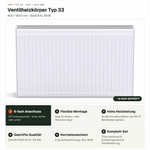 Ventilheizkörper Typ 33, weiß, Frontansicht, Maße 400 x 800 mm