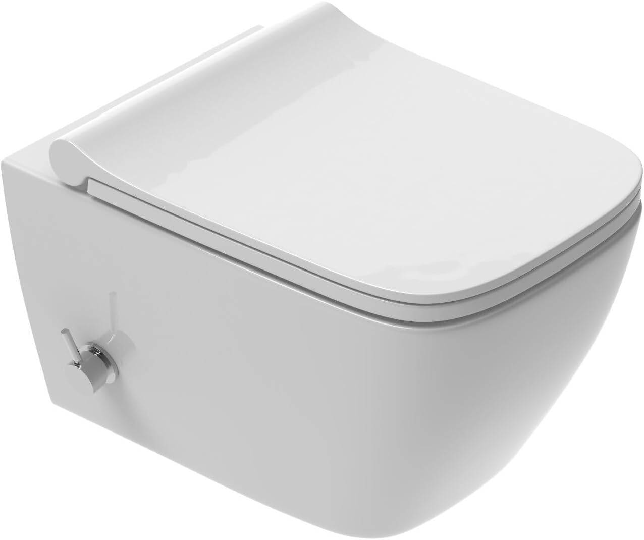 VIBA modernes weißes wandhängendes dusch-wc mit integriertem Bidet und Bedienhebel