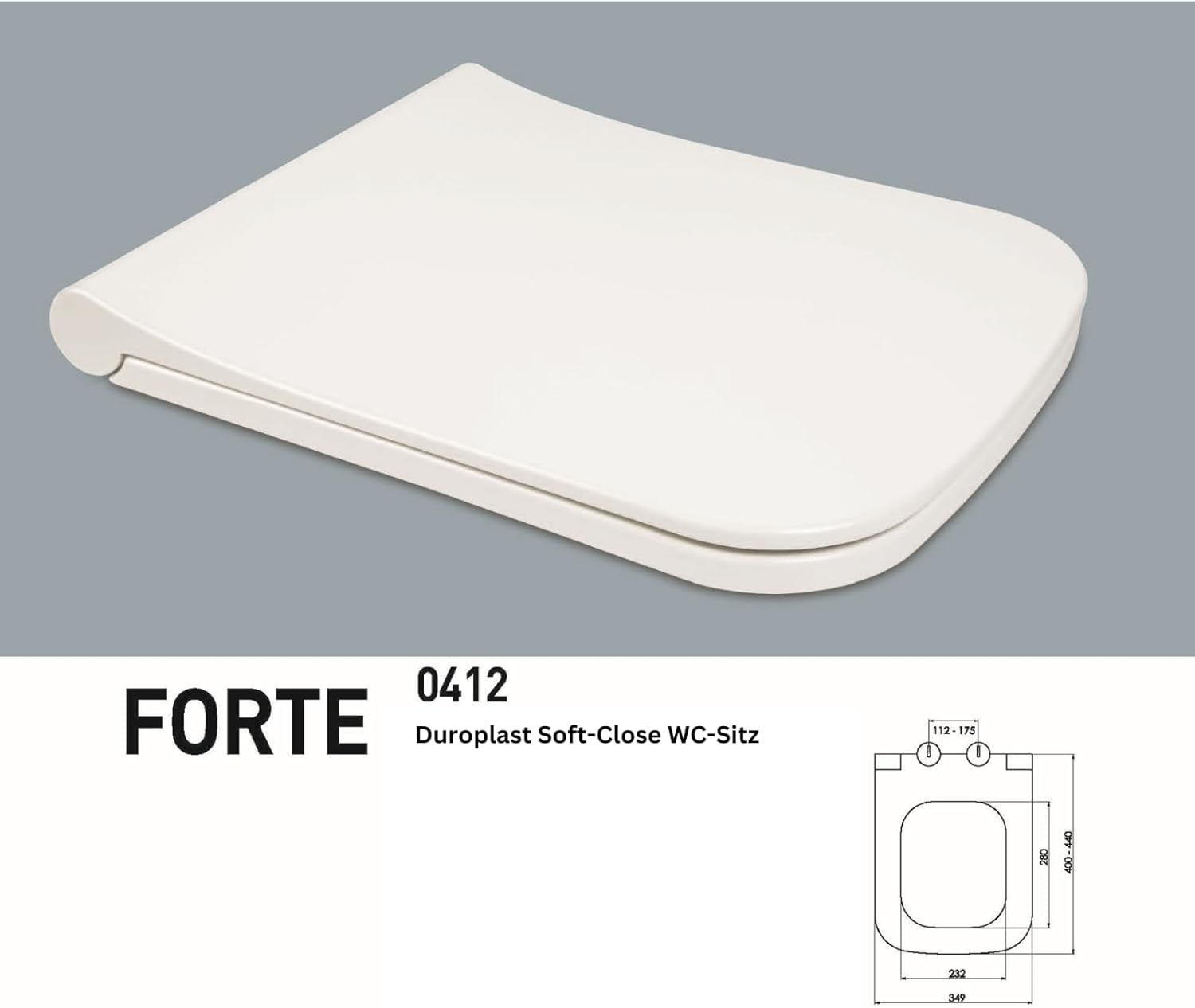 VIBA FORTE Duroplast Soft-Close WC-Sitz in Weiß für dusch-wc Anwendung mit Maßen