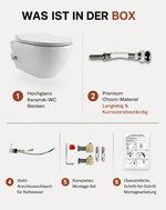 VIBA SUA Dusch-WC-Set: wandhängendes WC-Becken und Anschluss-Armatur-Teile