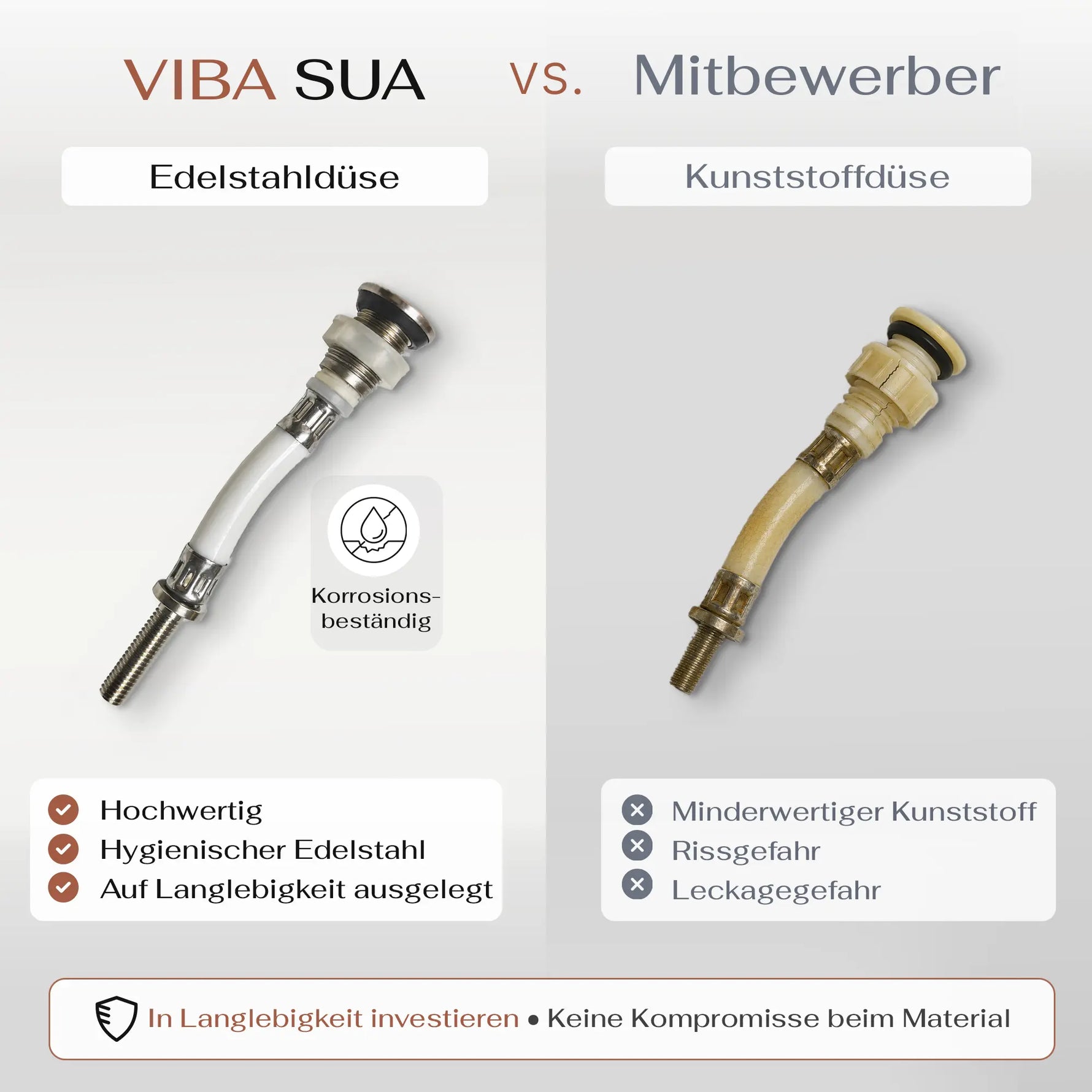 VIBA SUA Dusch Wand WC Sua spülrandlos mit Armatur (Kaltwasser)