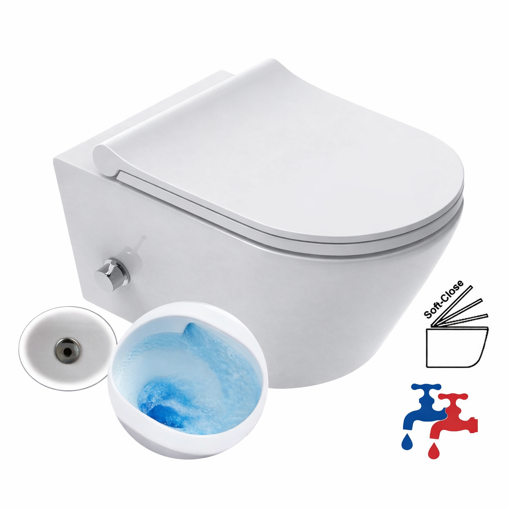 VIBA Tornado Dusch Wand-WC Azul "Orbit Flush "  m. Armatur (Kalt- und Warmwasser) - SuVit